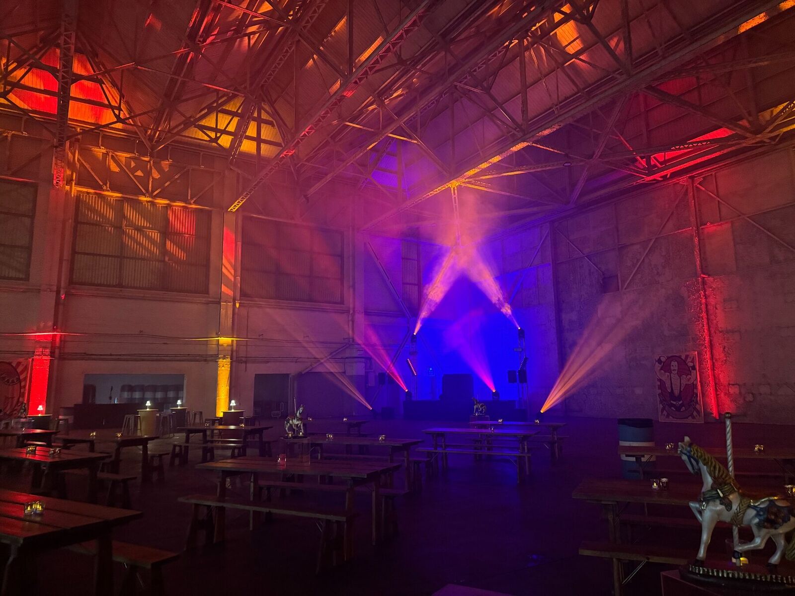 Company awards party lighting and stage setup