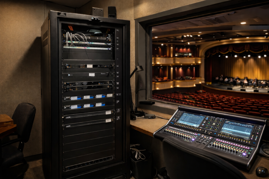 Cruise Ship Booth with Rack and sound desk