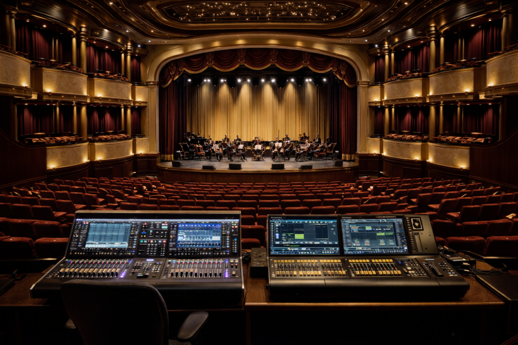 Theatre on Cruise ship showing sound and lighting desk